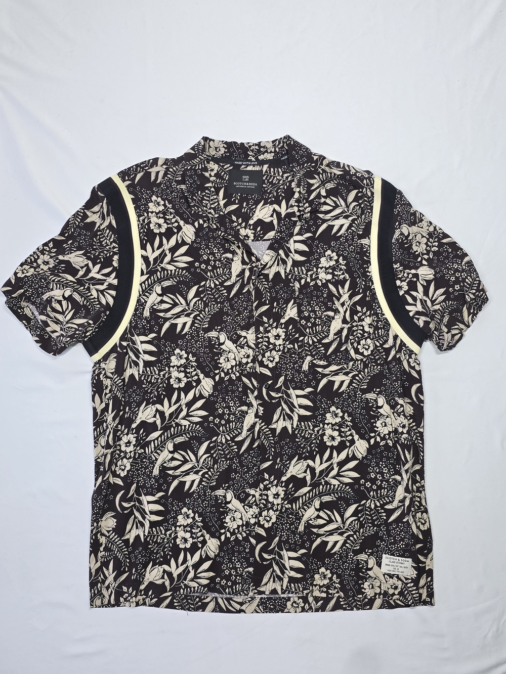 Scotch & Soda Island Getaway Tropical Toucan Viscose Camp Shirt XL